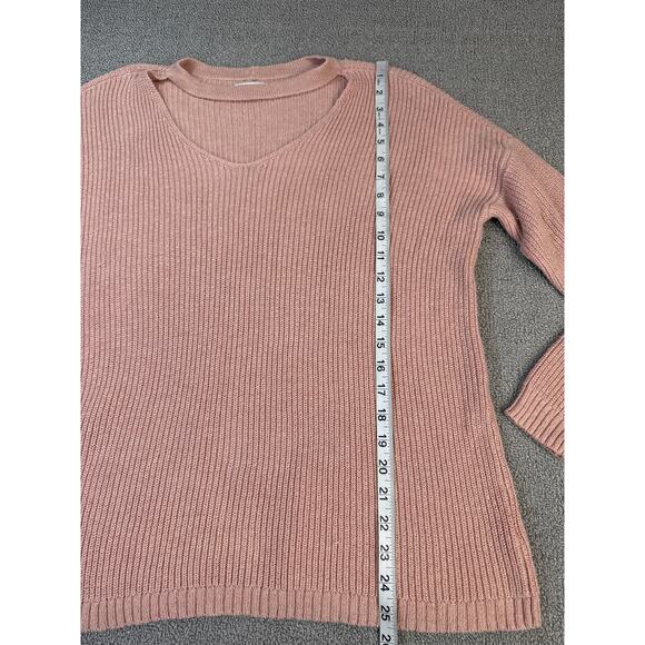 American Eagle Sweater Choker V Neck Ribbed Pink Size Medium - Picture 5 of 7